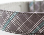 Grey Plaid Dog Collar