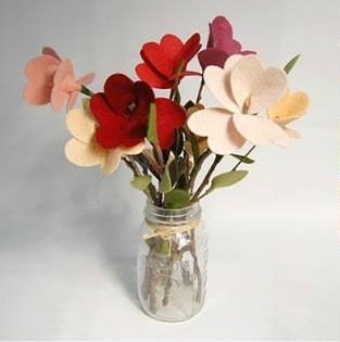 Felt Blooms on Stems Floral Arrangement