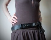 Unisex Leather Belt - Black  - steampunk - burning man - festivals, Please read Description for size
