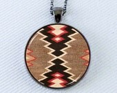 Buy One Get One FREE Navajo Rug Pendant Necklace Pendant Jewelry Brown Tan White Black Red