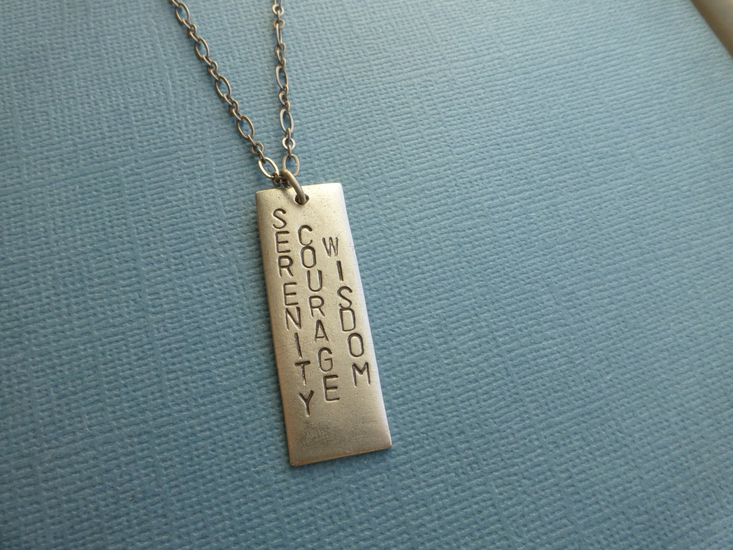 Serenity Prayer, hand stamped metal jewelry, courage, wisdom, change, recovery, AA, hope, encouragement, remember,wonderkath