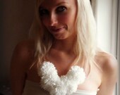 SALE Pom Pom Statement necklace in white Fiber art necklace