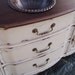 Antiqued French Country Bathroom Vanity Cabinet in French Cream with Dark Walnut top