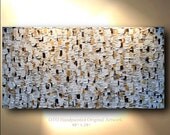 COMMISSION Abstract Painting Art Canvas Handpainted White oil Wall Decor Artwork Impasto Textured 48x24 Modern art by OTO