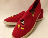 Vintage Red Slip On Mickey Mouse Disney Shoes Size 6