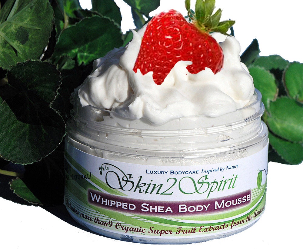 BERRIES N CREME Shea Body Mousse - Organic - Truly All Natural - Whipped - No Synthetic Fragrances - No Toxins - 4 oz