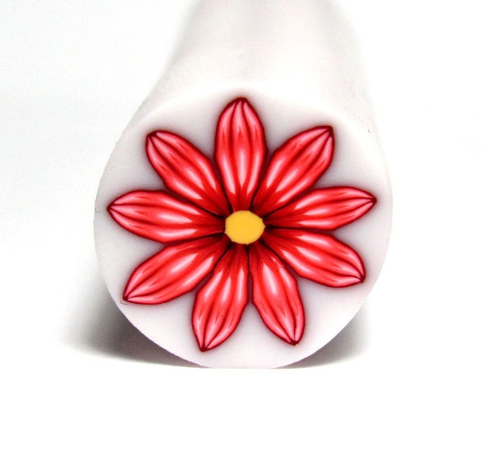 Red unique Daisy polymer clay flower cane