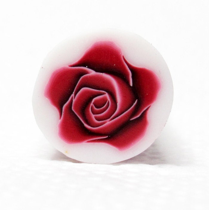 Polymer clay cane RED millefiori ROSE cane