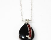 Wire Wrapped Black Onyx Pendant, OOAK, One of a kind, Unique Gemstone Pendant, Black Stone Pendant, Sterling Silver, Artisan Wire Jewelry