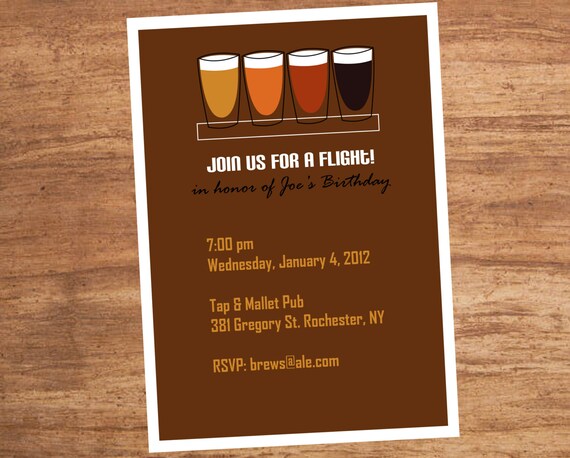 Beer Flight Custom Birthday Party Invitation by SBVintageAndDesign