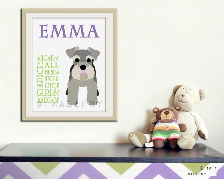 Sugar and spice personalized print for girls. Personalized name print. Newborn gift nursery art. 8x10 print by WallFry