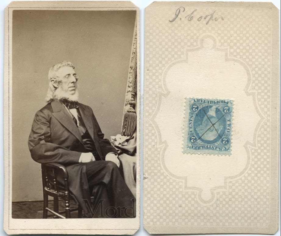 Very Rare 1860s CDV of Inventor PETER COOPER / Built 1st Steam Locomotive Train