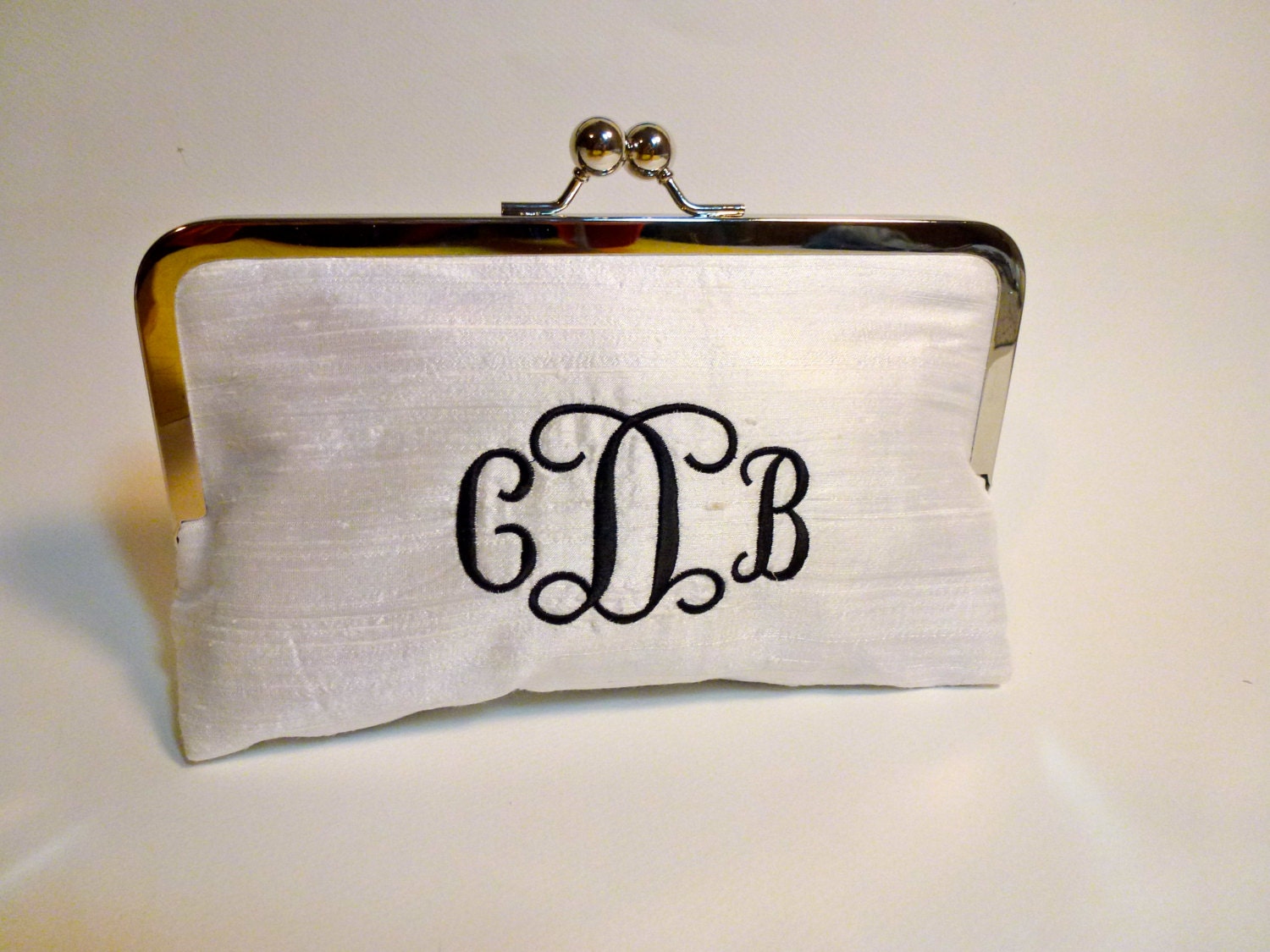 Bridal Clutch or Bridesmaids Clutch Dupioni Silk Monogrammed Clutch CUSTOMIZE