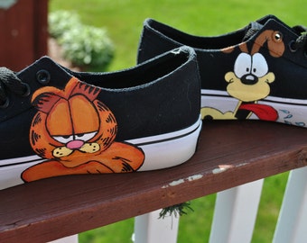 Funny Hand Painted Airwalk Sneakers Garfield and Odie size womens 7.5