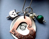 Pet personalized heart charm necklace hand made cat dog bird more