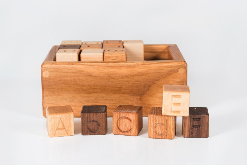Wooden Alphabet Blocks Montessori Toddler Toy