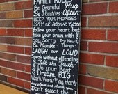 Family Rules SIGN Subway Custom Name Distressed primitive Rules Handmade Hand-painted Wooden 12x28 WHAGN Made to Order