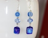 Shades of Blue Dichroic Glass Earrings