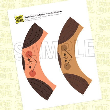 Camping Birthday Cupcake Wrappers (Girl Design) from the DIY Printable Happy Camper Collection by Spaceships and Laser Beams