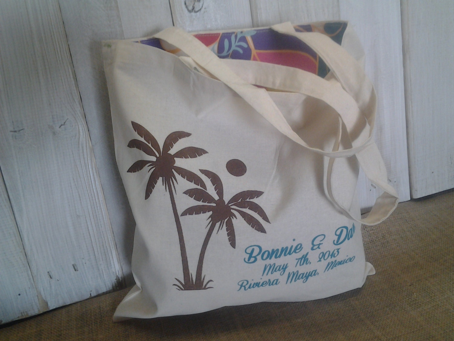 15 LINED Custom Canvas Wedding Welcome Tote Bags - Eco-Friendly Natural Cotton Canvas