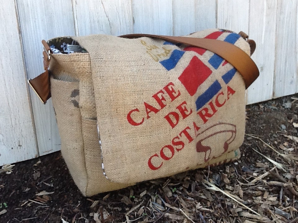 Eco-Friendly ONE Semi Custom Diaper Bag - Handmade from a Recycled Coffee Sack