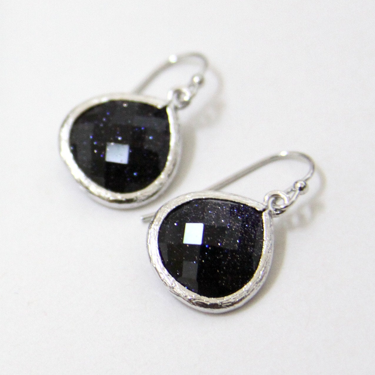 Gemma. Stardust Blue Stone Drop Earrings Silver