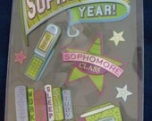 3D Sophomore Year Die Cut Stickers