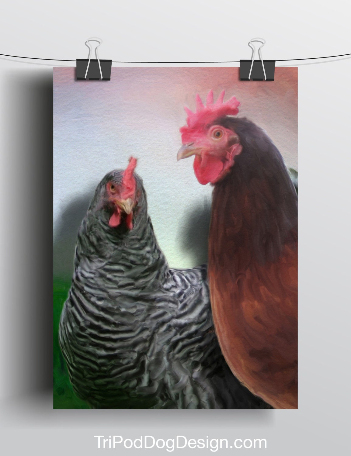 Chicken - 5x7 Giclee print on canvas