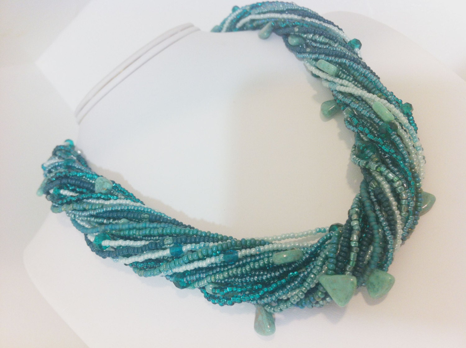 Turquoise Green Chunky Beaded Necklace
