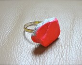 Hot Pink Painted Stone Ring
