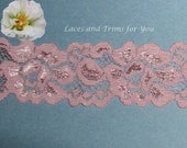 5 Yards Rose Stretch Floral Lace Trim 1-1/2 inch wide Fabric Trim D26B