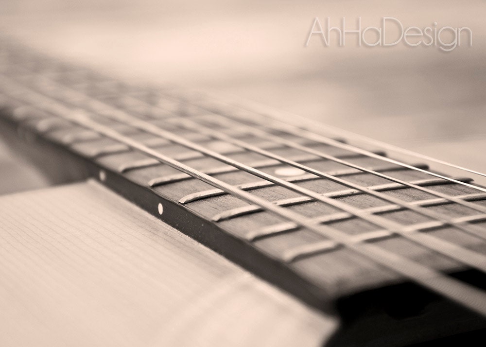 Sepia Guitar Strings - 5 x 7 Photograph