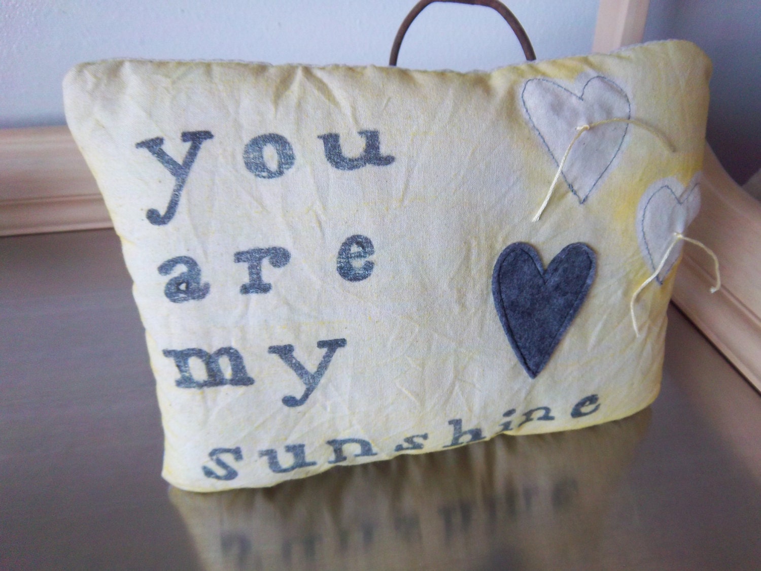 You are my sunshine pillow handmade nursery children yellow decoration unique home decor