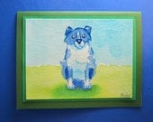 DOG NOTE CARD, Orginal in Watercolor (Blank Inside)