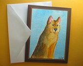 DOG NOTE CARD, Orginal in Watercolor (Blank Inside)