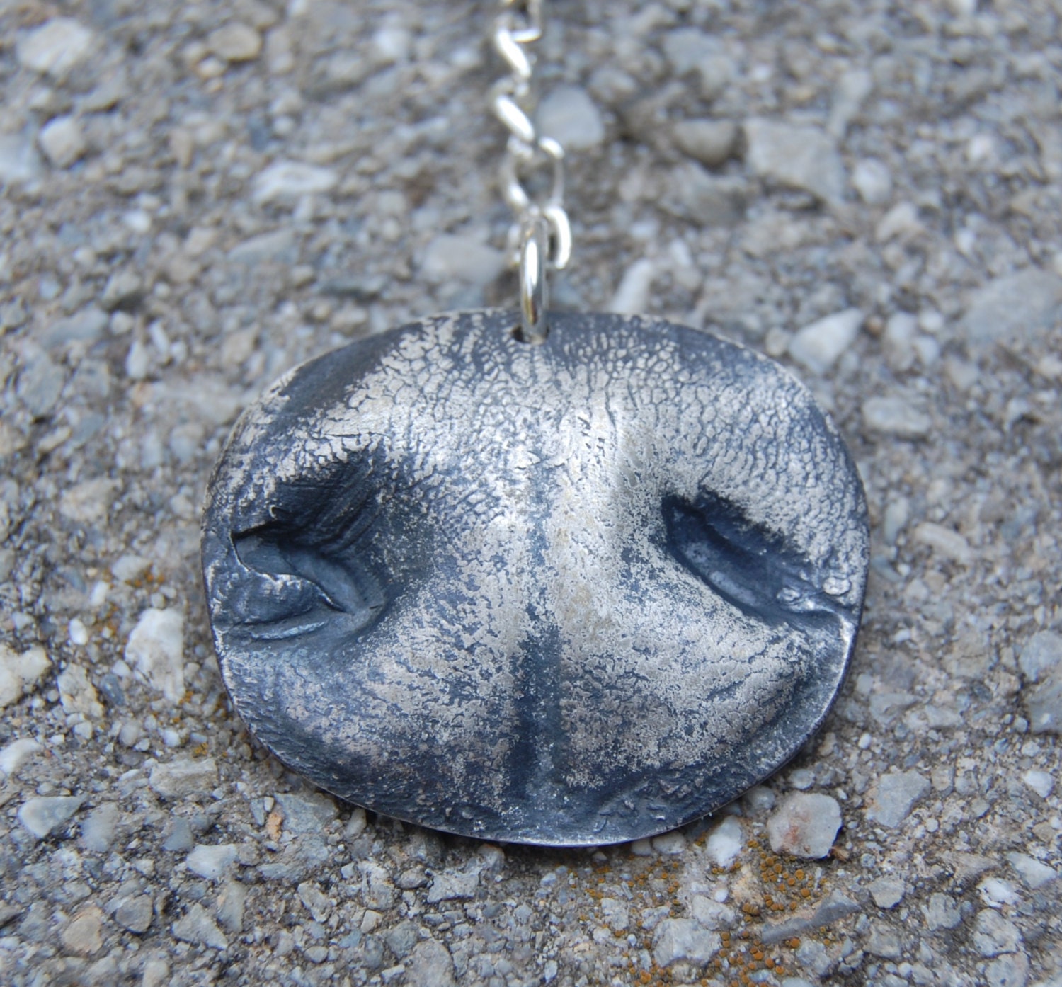 Custom Sterling Silver LARGE Dog Nose Print Keychain - Key Chain