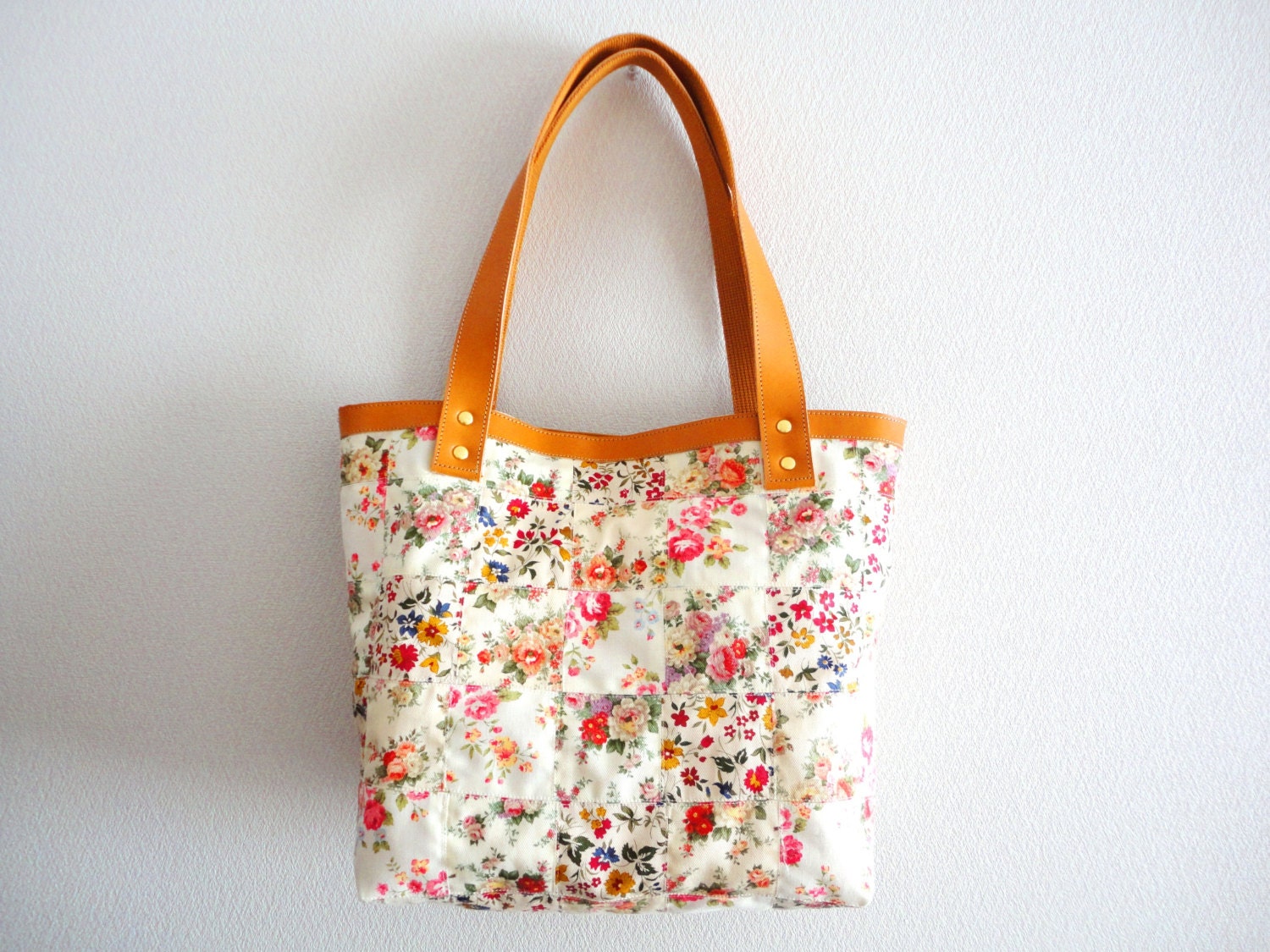 Shabby chic floral patchwork tote bag - One Of A Kind -