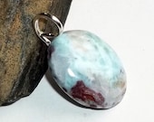 Blue Larimar Gemstone Pendant  Silver Energy earthegy Medium