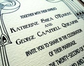 Art Nouveau Peacock Letterpress or Digital Wedding Invitation