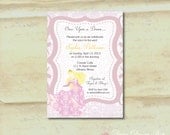 Bridal Shower Invitation - Sleeping Beauty Silhouette in Damask Gown