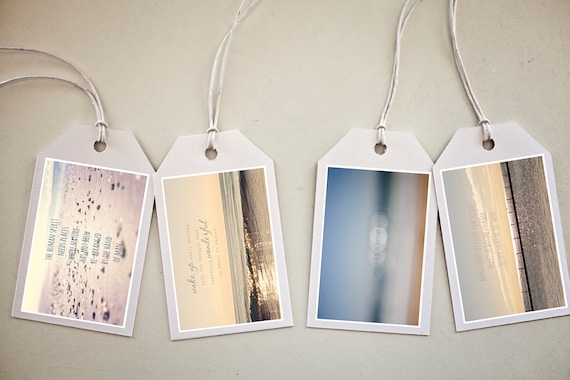 Buy gift tags and quotes - Handmade Shipping Tags - INSPIRATION, Set of 4, Beach, Quotes, White Tags, Beach Photos, Blue, Pastel, Sparkles, Gift Tags, Ocean