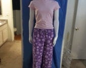Purple Pajama Pants with Pink Snowflakes