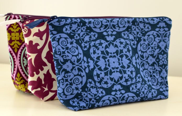 Zipper Pouch in Navy - makeup bag travel case zipper clutch geometric blue dark navy sandi henderson dear stella mums diaper bag