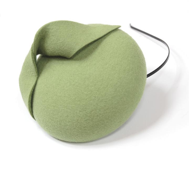 Mini Hat-Button Fascinator-Mint color-Wool Felt