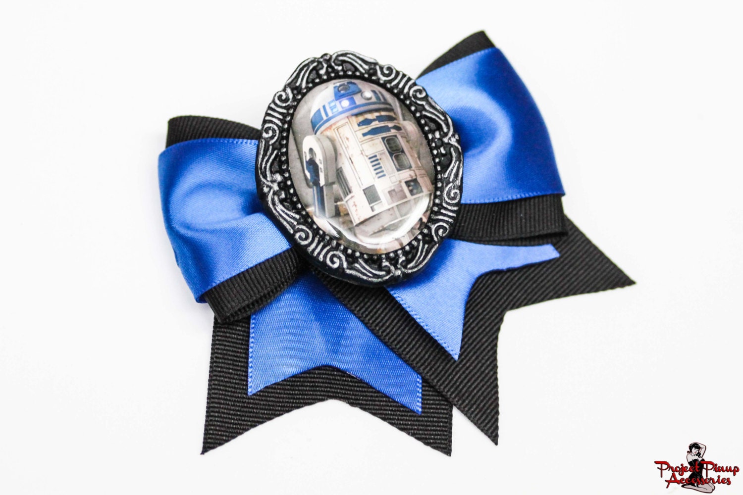 Star Wars R2D2 Droid Blue & Black Traditional Hair Bow Clip