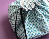 Carol's Handmade Drawstring Bag in Greens and Blues