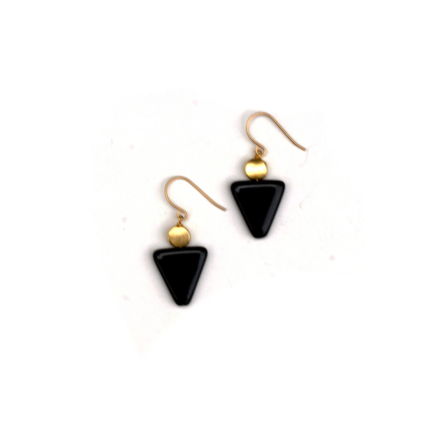 Gold Dot & Black Triangle Earrings