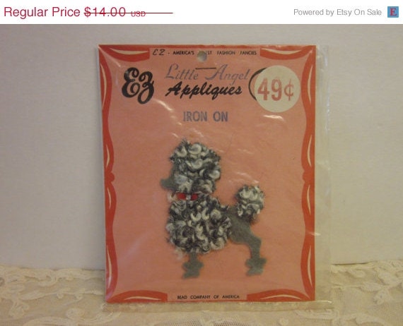 20% OFF SALE Vintage Poodle Applique, Made by EZ Appliques, Vintage, Mid Century