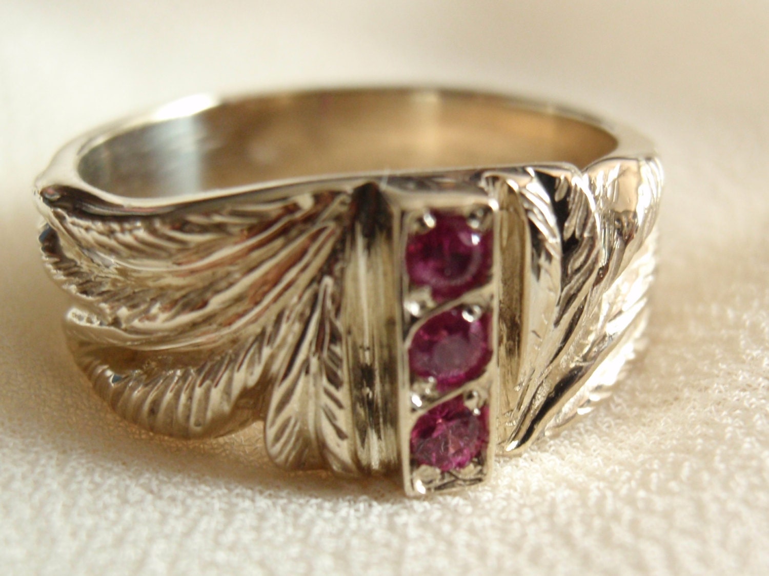 14k White Gold Natural Ruby Ring Mothers Day