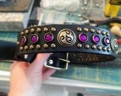 Antique Brass Celtic  Leather Dog Collar